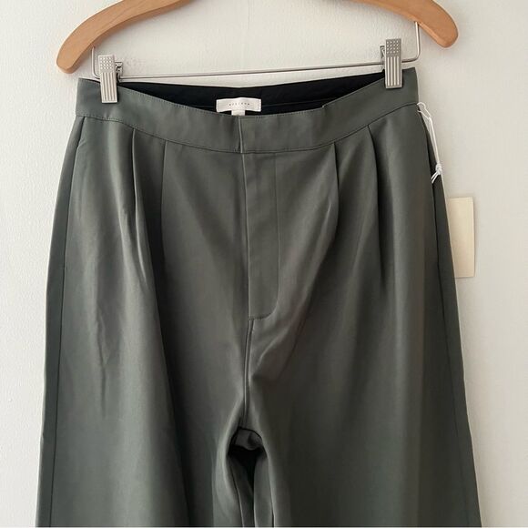 All:Row Pants Trousers Wide Leg High Waist Pleated Green Size Medium Annie Hall - Picture 2 of 10